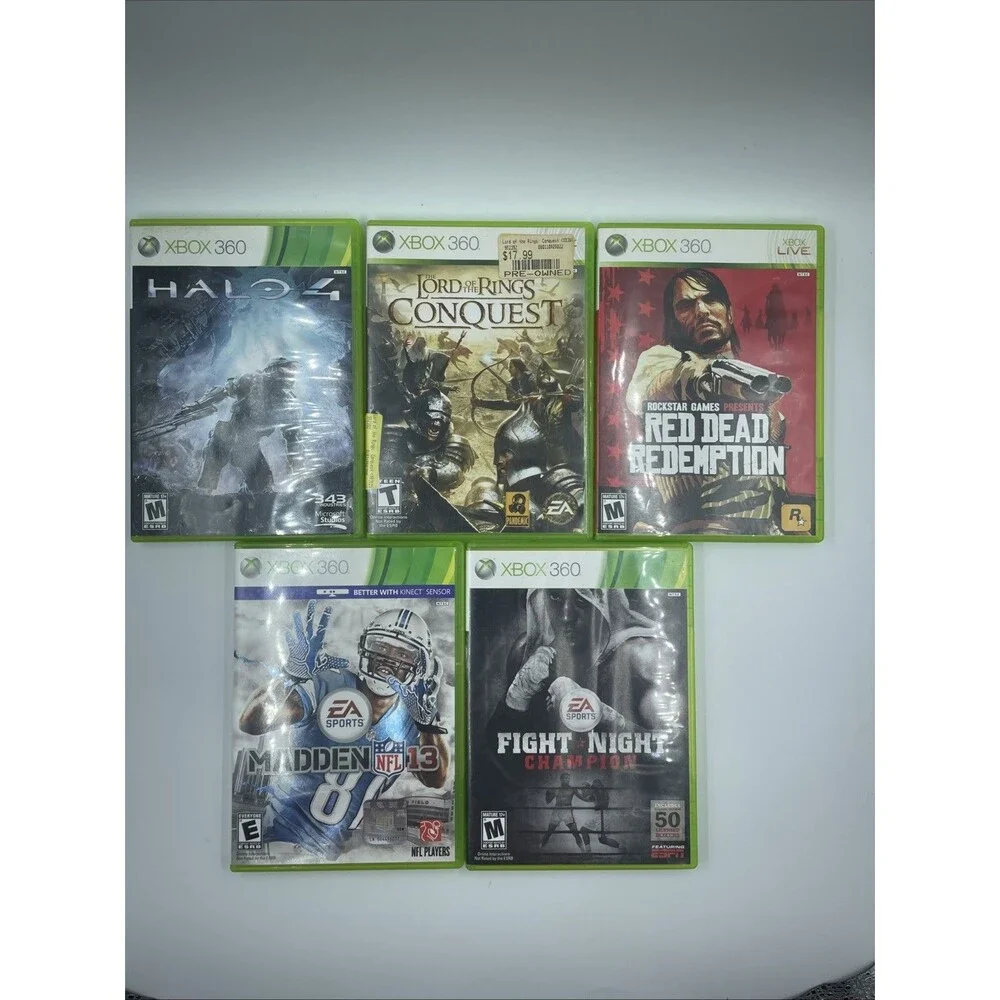 Xbox 360 Game Lot of 5- LOTR Conquest, Fight Night Champion, Red Dead - TESTED